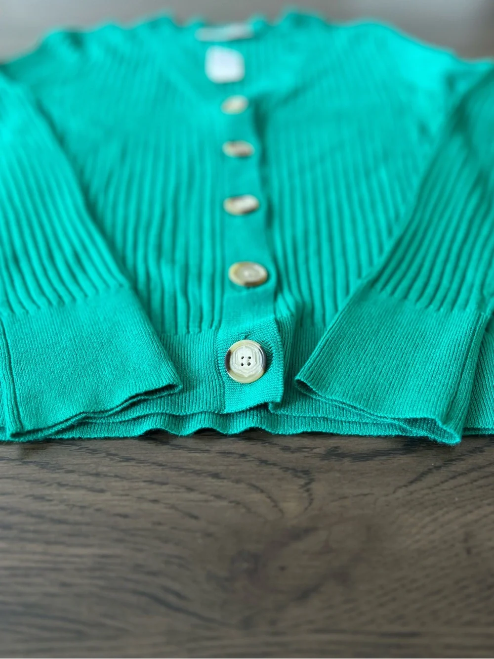 LOFT Ribbed Button-Front V-Neck Cardigan - Picture 5 of 10